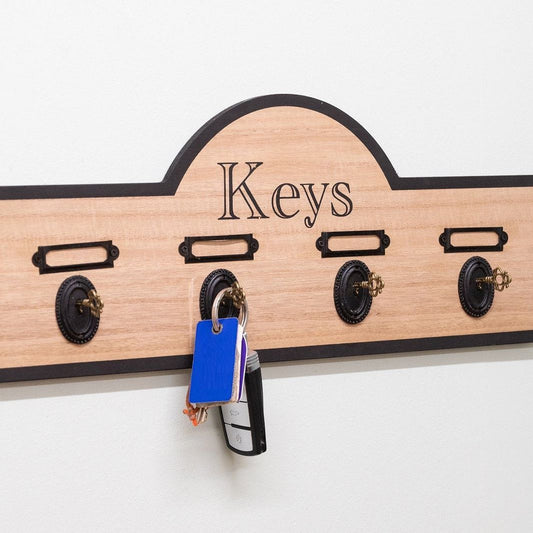 Wooden Board With 4 Key Design Hooks - Ashton and Finch