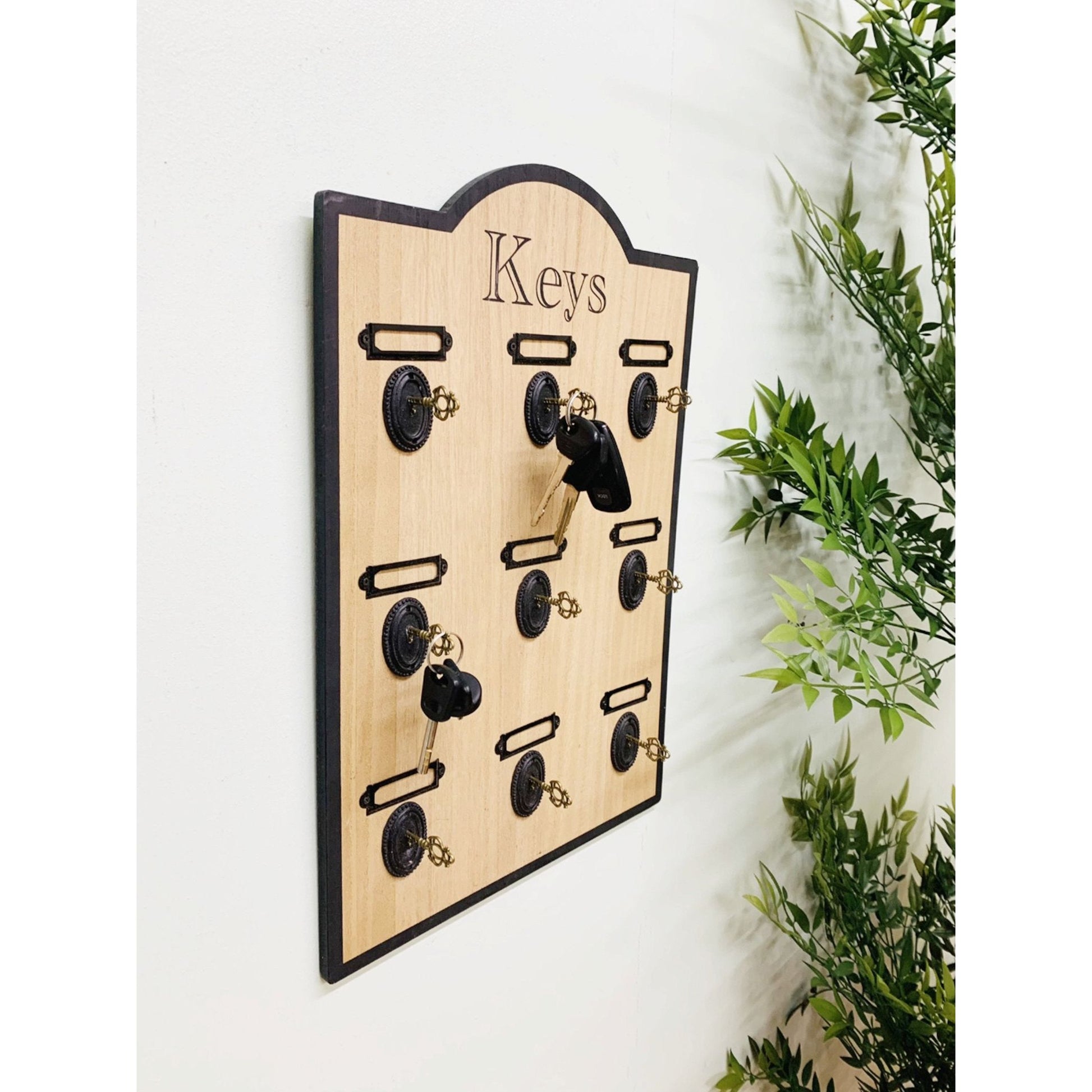 Wooden Board With 9 Key Design Hooks - Ashton and Finch