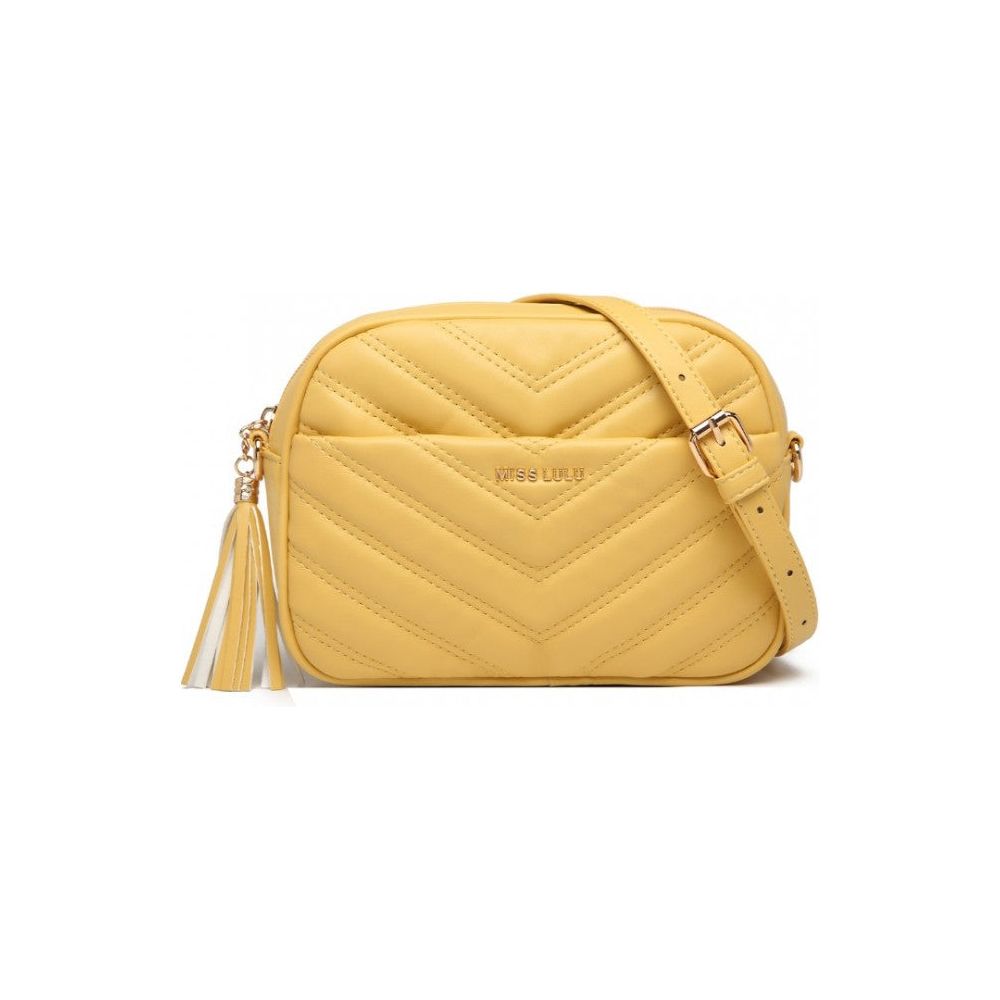 Lightweight Quilted Leather Cross Body Bag - Yellow - Ashton and Finch