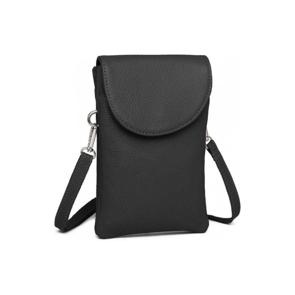 TOUCH SCREEN GENUINE LEATHER SMALL CROSSBODY BAG - BLACK - Ashton and Finch