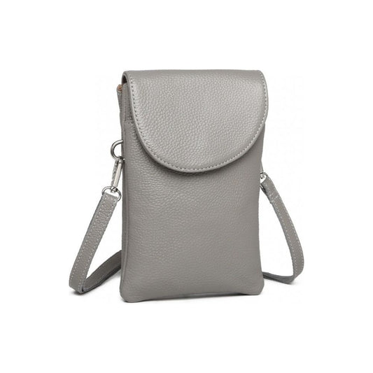TOUCH SCREEN GENUINE LEATHER SMALL CROSSBODY BAG - GREY - Ashton and Finch