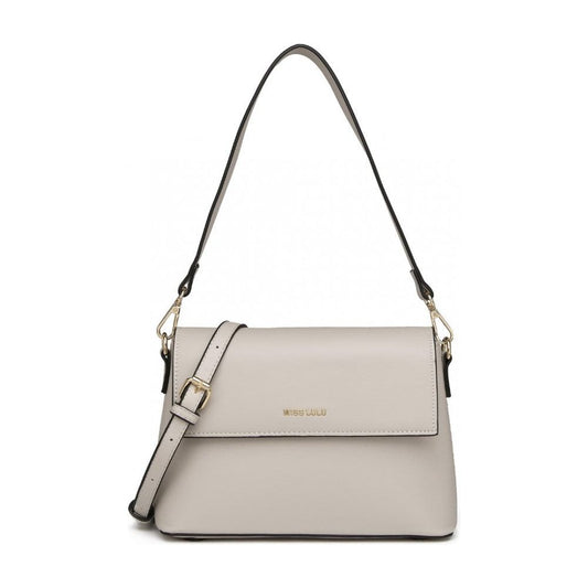 Classic flap leather shoulder bag - grey - Ashton and Finch
