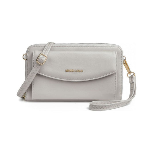 WOMEN'S LEATHER TOUCH SCREEN WRIST WALLET - LIGHT GREY - Ashton and Finch