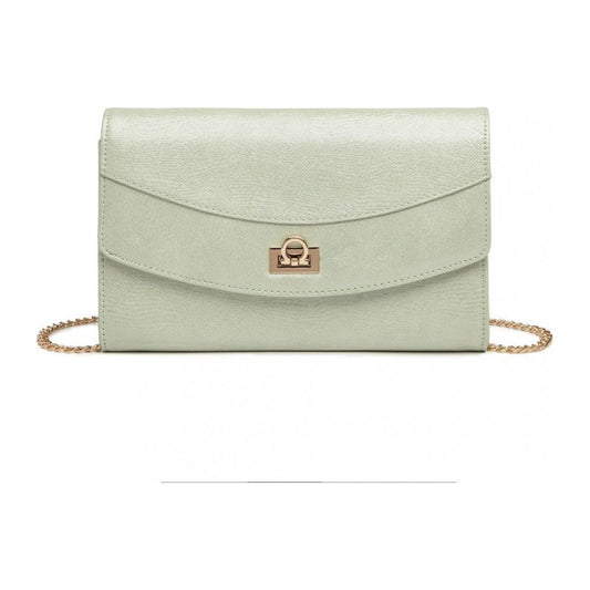 Elegant Flap Clutch Leather Chain Evening Bag - Green - Ashton and Finch