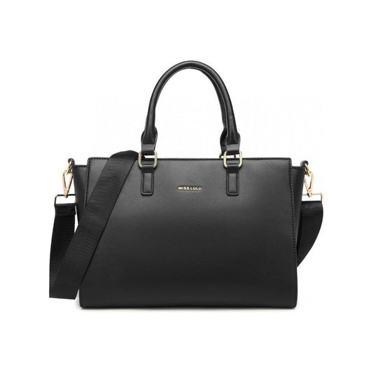 Leather Look Classic Handbag Tote Bag - Black - Ashton and Finch