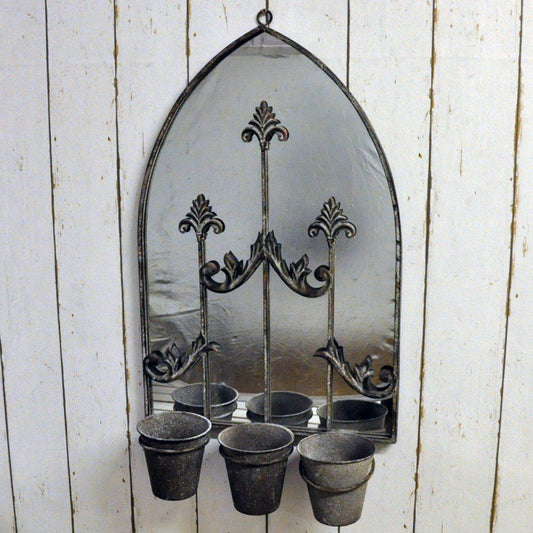 Rusty Wall Mirror With Triple Planter - Ashton and Finch