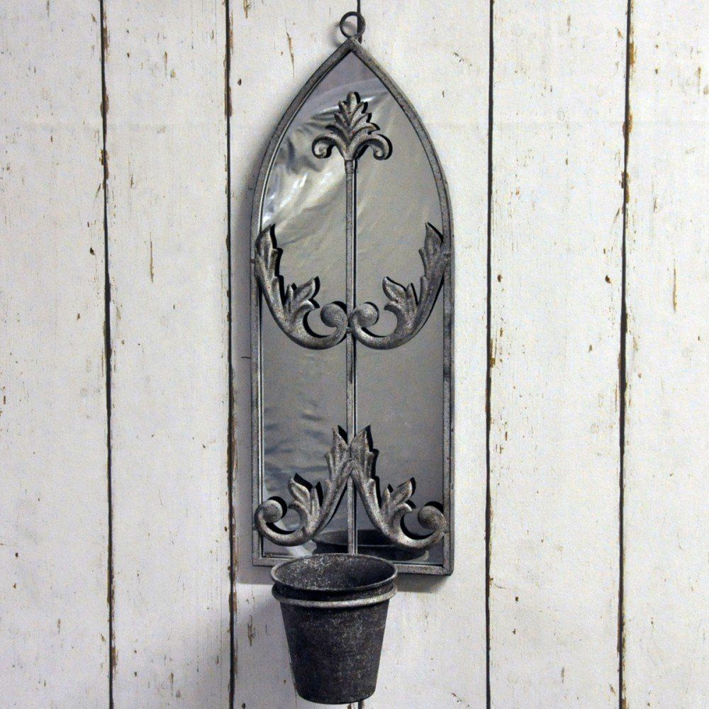 Metal Rusty Wall Mirror With Planter - Ashton and Finch