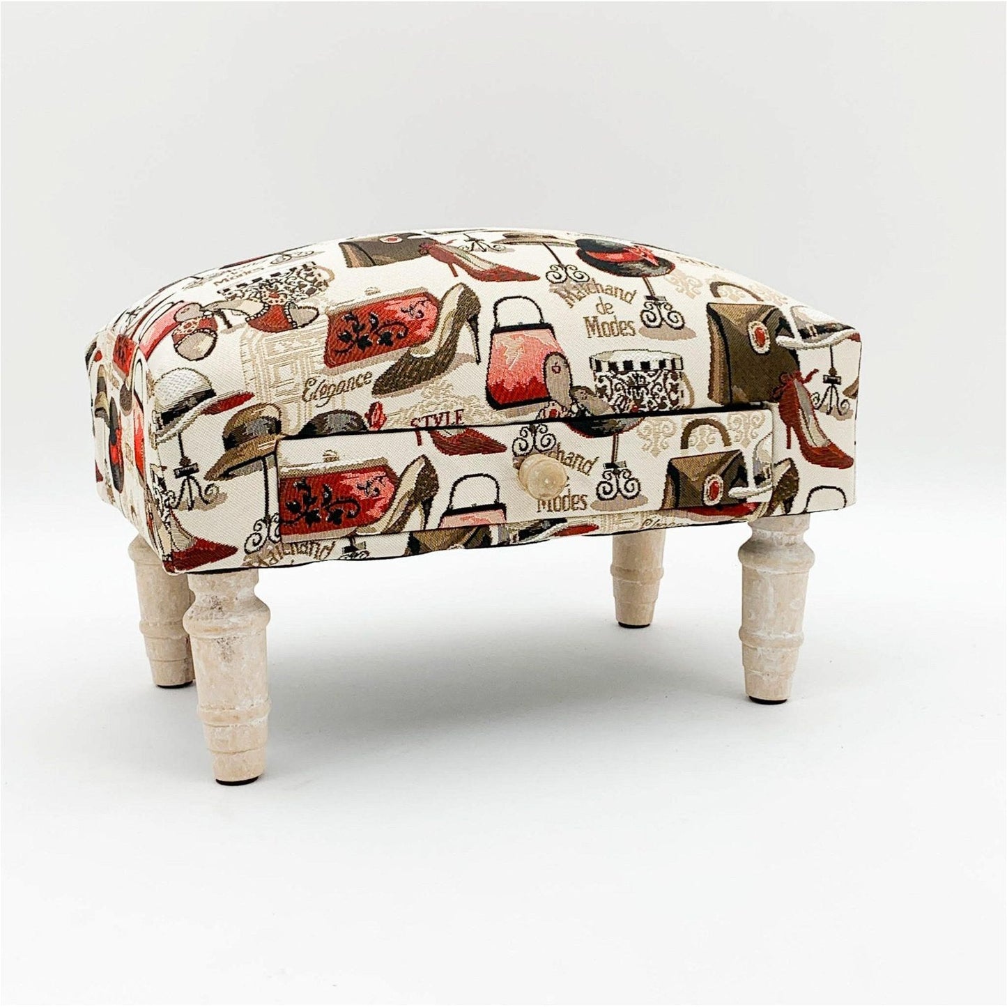 Ladies Fabric Footstool with Drawer - Ashton and Finch