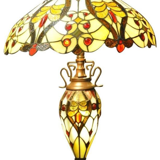 Cream/Red Bullets Double Tiffany Lamp 68cm - Ashton and Finch