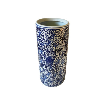White With Blue Floral Print Umbrella Stand - Ashton and Finch