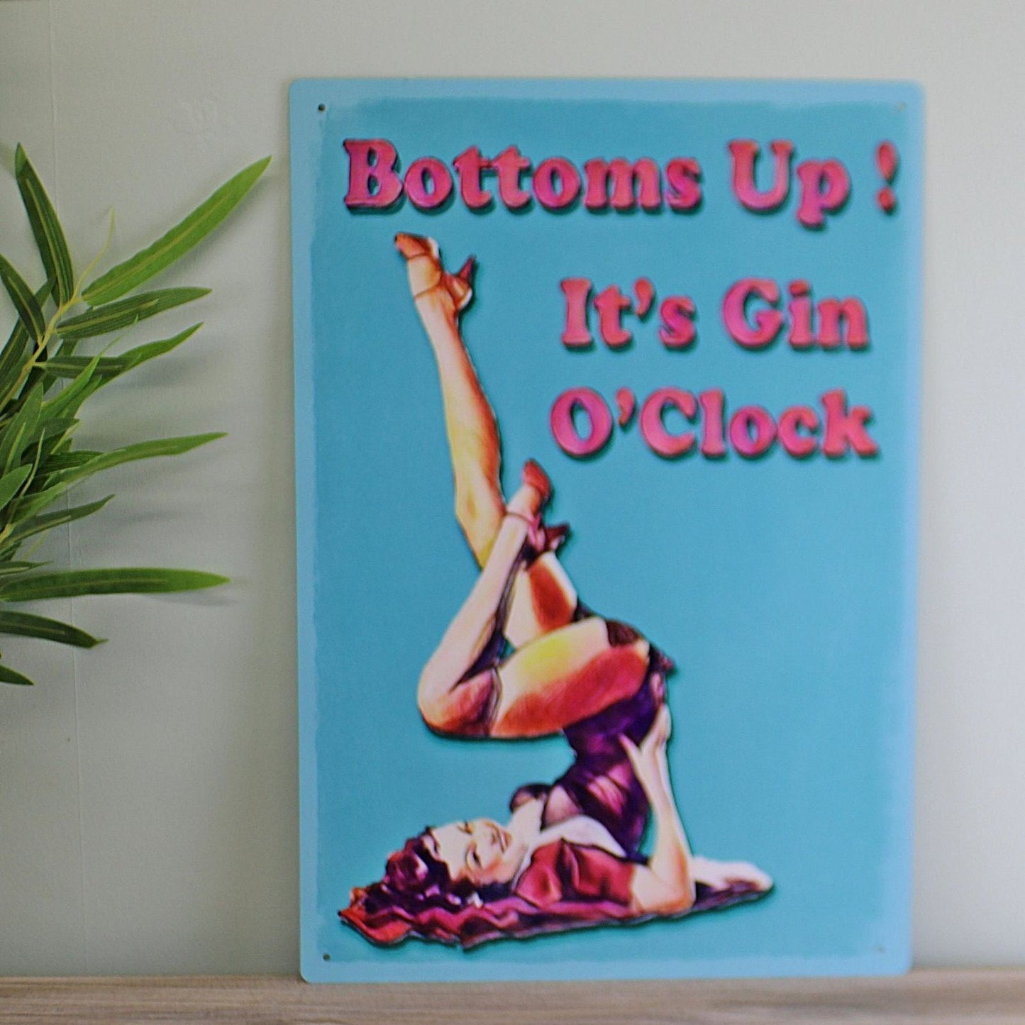Vintage Metal Sign - Bottoms Up It's Gin O'Clock - Ashton and Finch