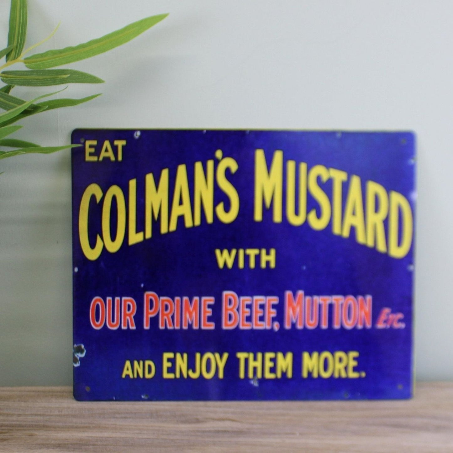 Vintage Metal Sign - Retro Advertising - Colmans Mustard - Ashton and Finch