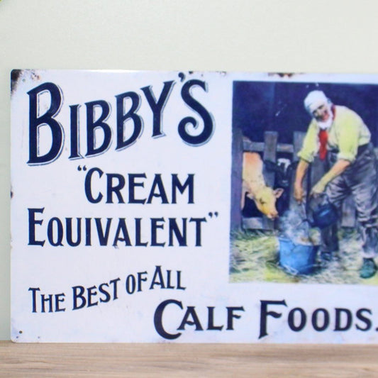 Vintage Metal Sign - Retro Advertising - Bibby's Calf Foods - Ashton and Finch