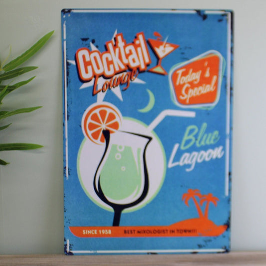 Vintage Metal Sign - Blue Lagoon Cocktail Lounge - Ashton and Finch