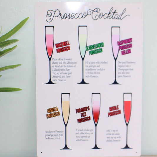 Vintage Metal Sign - Classic Cocktail Prosecco Recipes - Ashton and Finch
