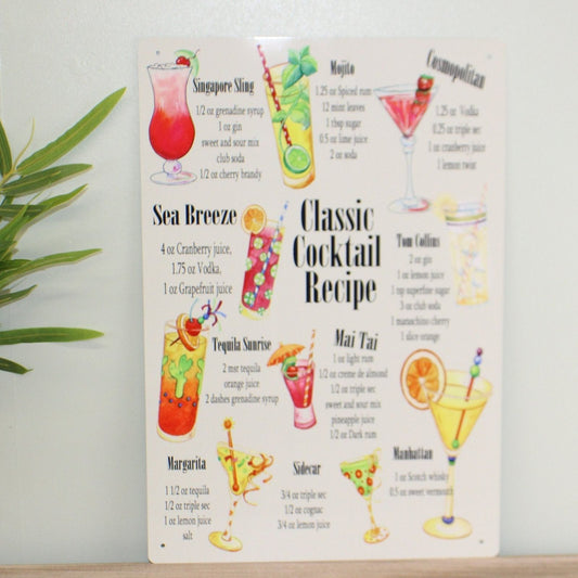 Vintage Metal Sign - Classic Cocktail Recipes - Ashton and Finch