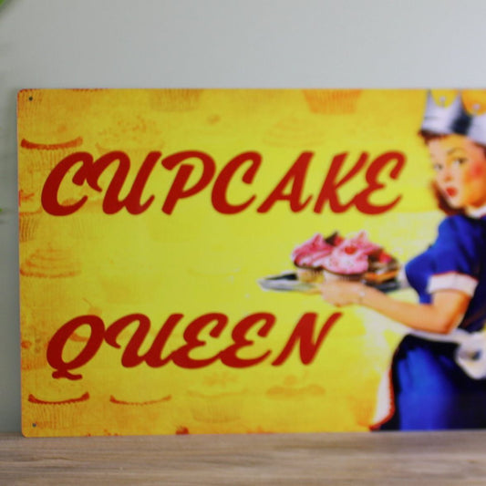 Vintage Metal Sign - Pin Up Girl, Cupcake Queen - Ashton and Finch