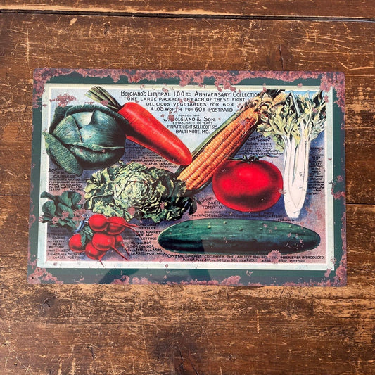Vintage Metal Sign - Retro Vegetable Varieties Sign - Ashton and Finch