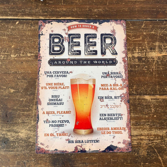 Vintage Metal Sign - How To Order A Beer Around The World - Ashton and Finch