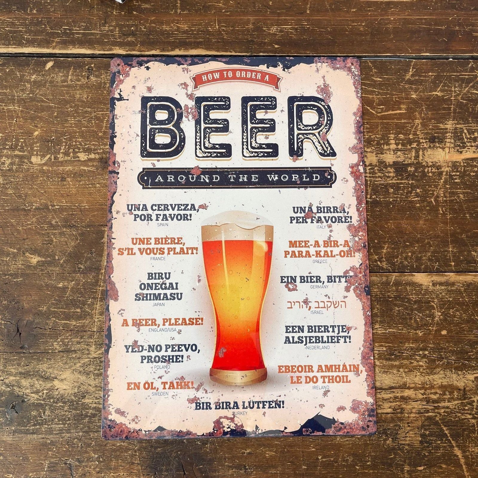 Vintage Metal Sign - How To Order A Beer Around The World - Ashton and Finch
