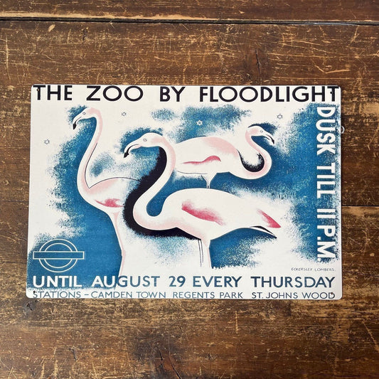 Vintage Metal Sign - London Underground, Visit The Zoo - Ashton and Finch