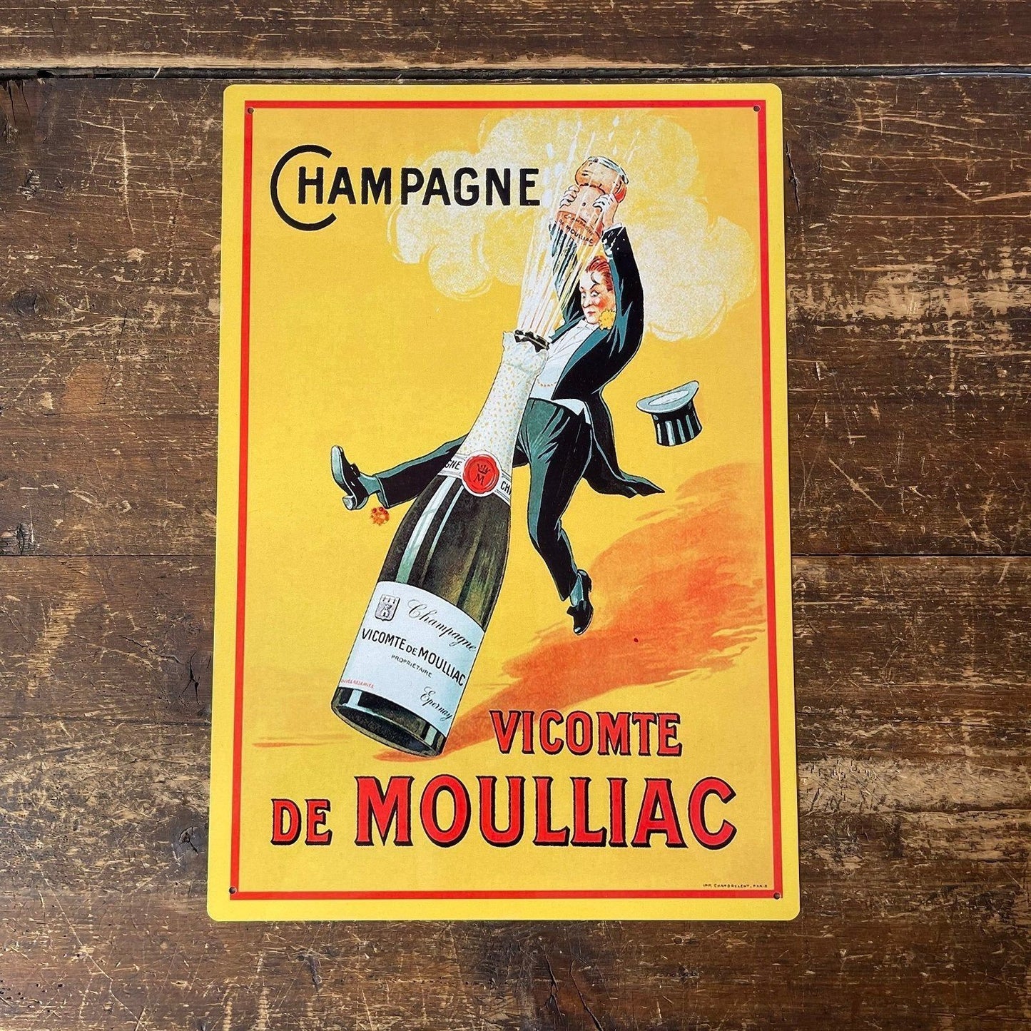 Vintage Metal Sign - Retro Advertising Champagne Vicomte De Moulliac Sign - Ashton and Finch