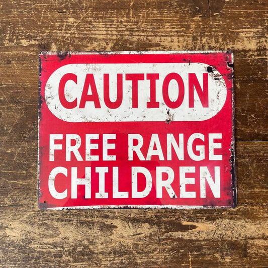 Vintage Metal Sign - Caution Free Range Children Wall Sign - Ashton and Finch