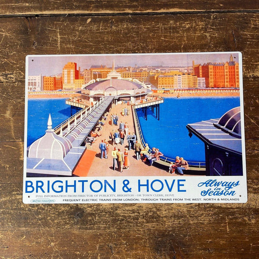 Vintage Metal Sign - British Railways Retro Advertising, Brighton & Hove - Ashton and Finch