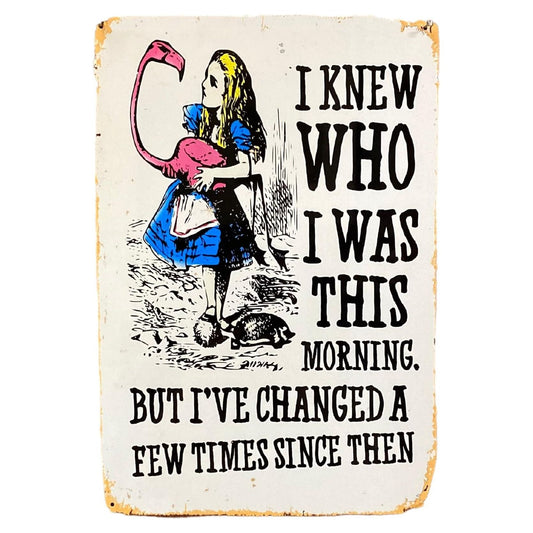 Vintage Metal Sign - Alice In Wonderland - I Knew Who I Was, But I've Changed - Ashton and Finch