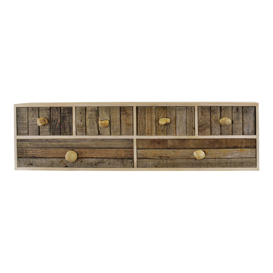 6 Drawer Unit, Driftwood Effect Drawers With Pebble Handles, Freestanding or Wall Mountable - Ashton and Finch