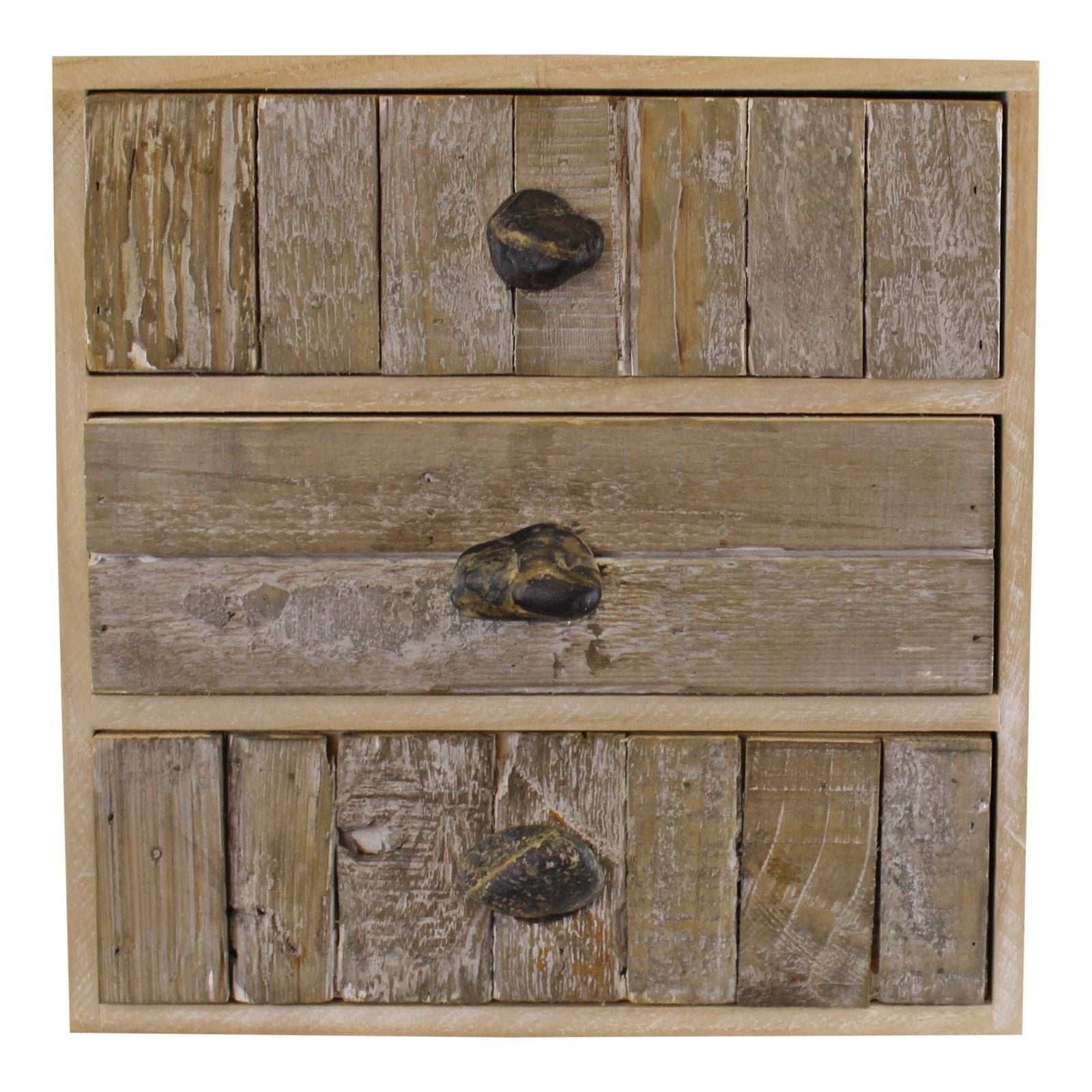 3 Drawer Unit, Driftwood Effect Drawers With Pebble Handles - Ashton and Finch
