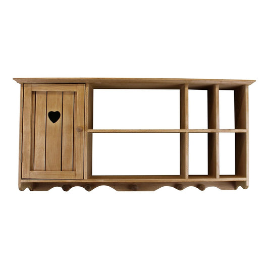 Wooden Wall Hanging Unit With Cupboard & Shelves - Ashton and Finch