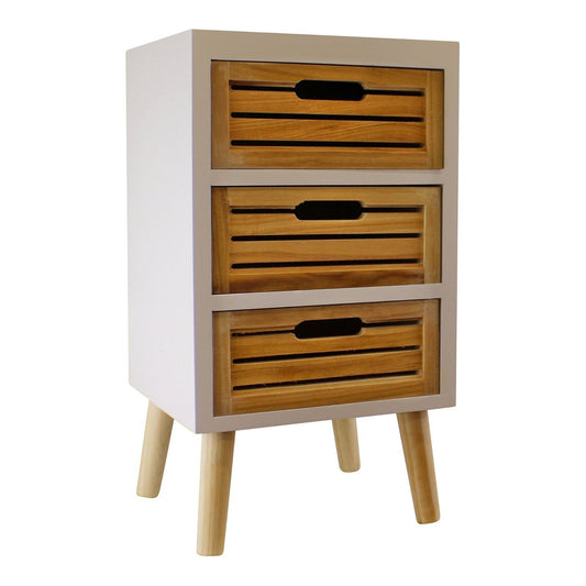 3 Drawer Unit In White With Natural Wooden Drawers With Removable Legs - Ashton and Finch