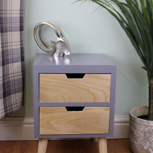 2 Drawer Chest In Grey Finish With Natural Drawers & Removable Legs - Ashton and Finch