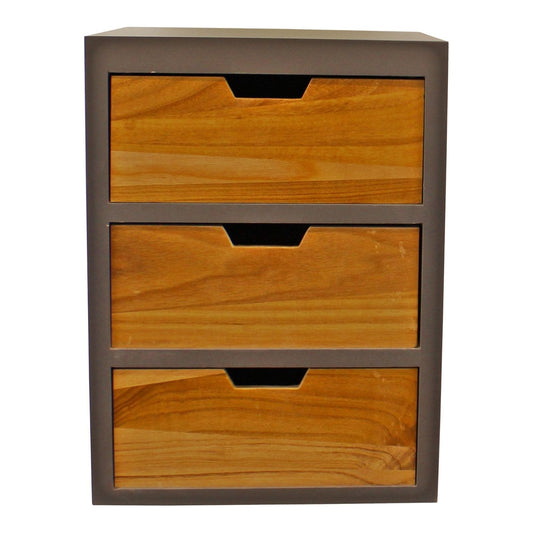 3 Drawer Chest In Grey Finish With Natural Drawers With Removable Legs - Ashton and Finch