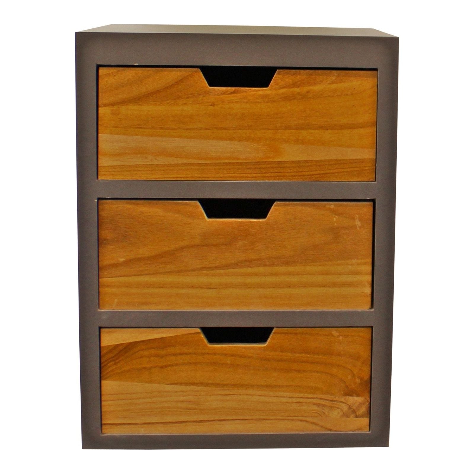 3 Drawer Chest In Grey Finish With Natural Drawers With Removable Legs - Ashton and Finch