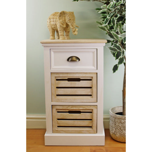 Contemporary Natural & White Chest Of Drawers, 3 Drawers - Ashton and Finch