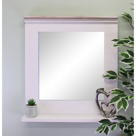 Whitewashed Wall Mirror With Vanity Shelf - Ashton and Finch
