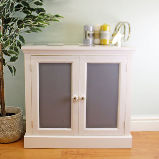 Contemporary Grey & White Cupboard Unit, 2 Doors - Ashton and Finch