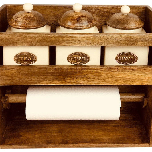 Kitchen Roll Holder With 3 Jars - Ashton and Finch