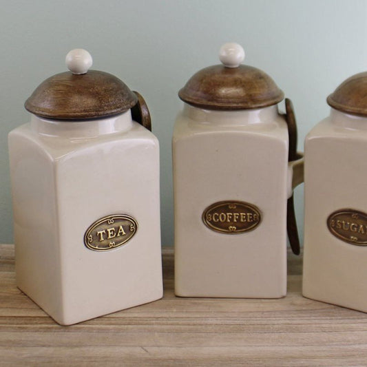 Large Tea, Coffee & Sugar Canisters With Spoons - Ashton and Finch