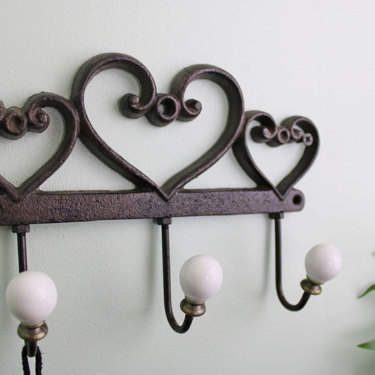 Rustic Cast Iron Wall Hooks, Hearts - Ashton and Finch