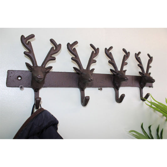 Rustic Cast Iron Wall Hooks, Reindeer - Ashton and Finch