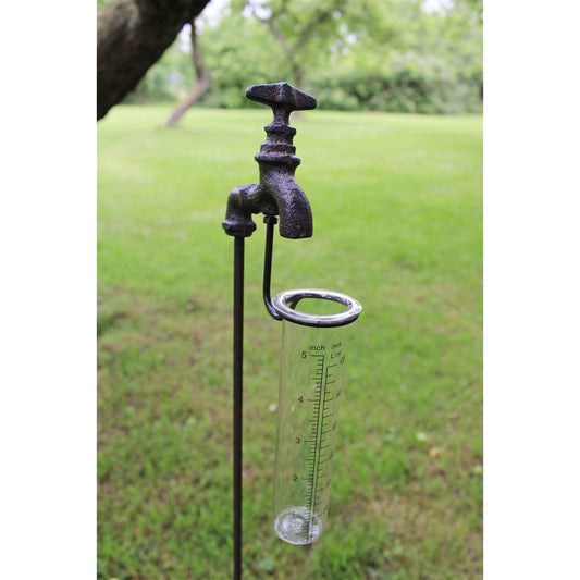 Cast Iron and Glass Garden Rain Gauge, Outside Tap - Ashton and Finch