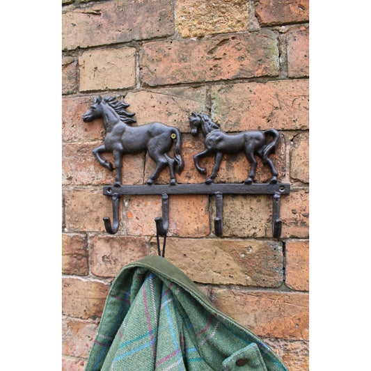 Rustic Cast Iron Wall Hooks, Two Horses - Ashton and Finch