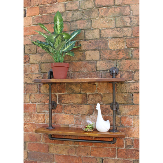 Industrial Pipe Wall Shelf with 2 Shelves - Ashton and Finch