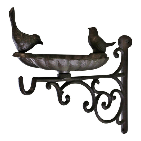 Cast Iron Hanging Basket Wall Bracket With Bird Feeder - Ashton and Finch