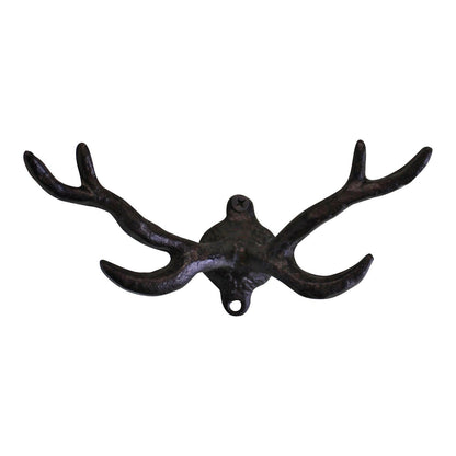 Rustic Cast Iron Wall Hooks, Stag Antlers, Small - Ashton and Finch