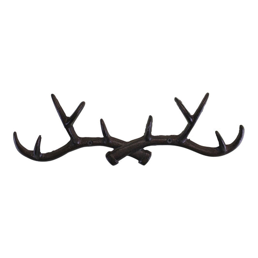 Rustic Cast Iron Wall Hooks, Stag Antlers, Large - Ashton and Finch