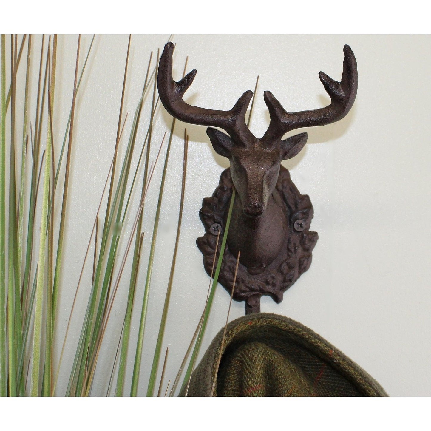 Rustic Cast Iron Wall Hooks, Single Stag Bust - Ashton and Finch